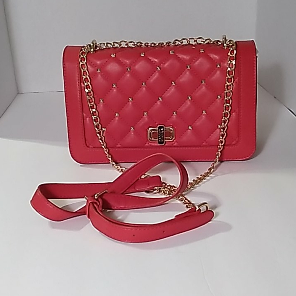 Mischka Red Crossbody With Gold Studs